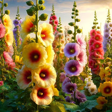 Mixed Hollyhock Seeds (Alcea rosea) for seasonal color across the Flower Garden